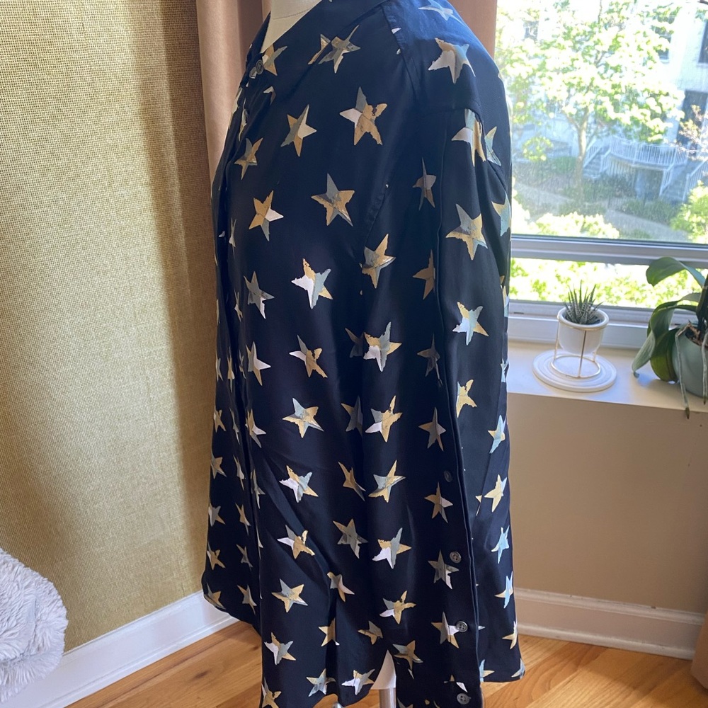 Star Patterned Silk Button Down - image 6